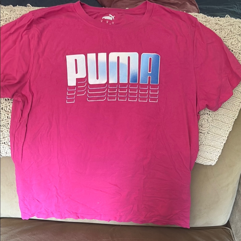Puma Pink and Blue Logo Tee
